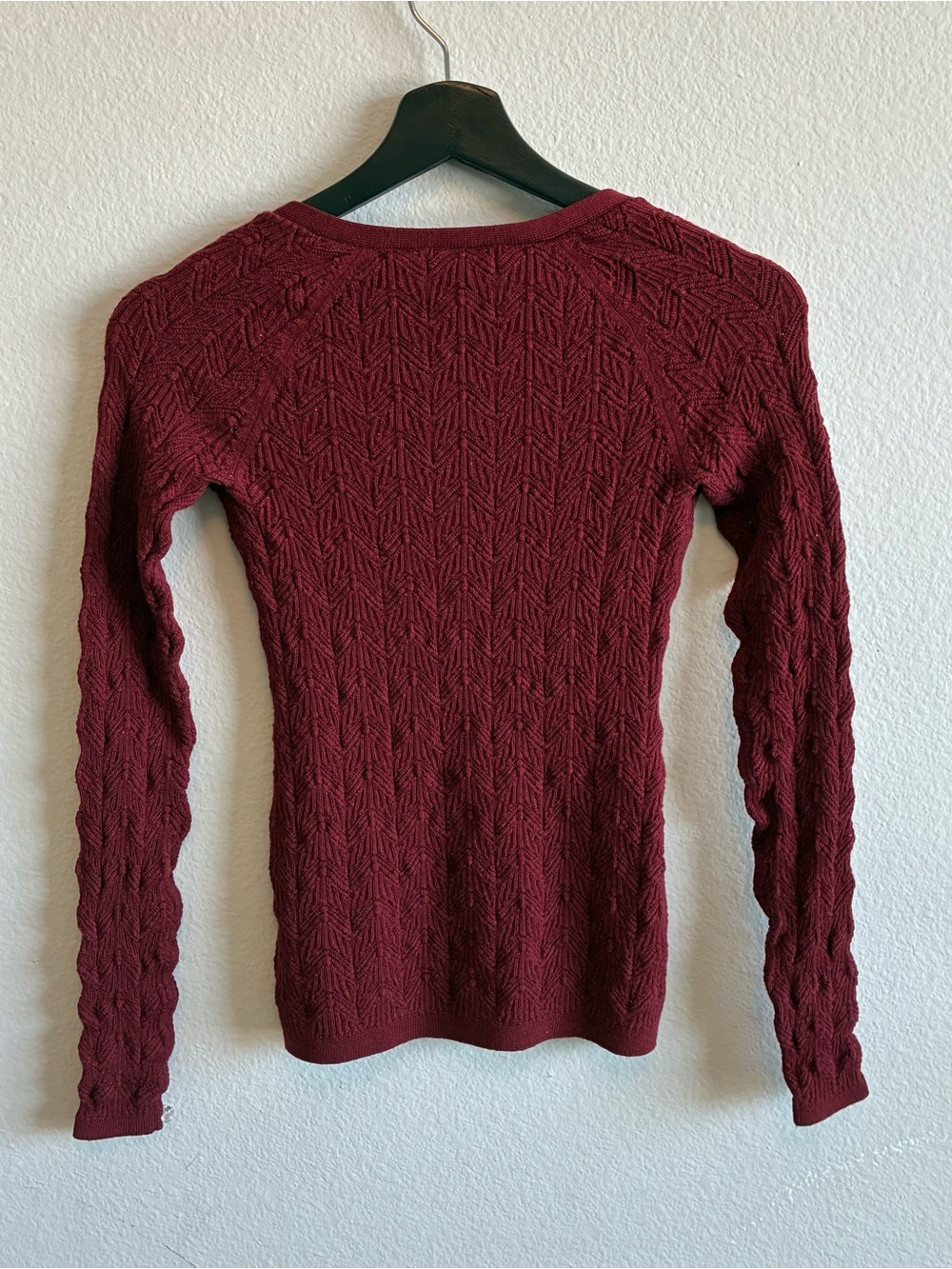 Reformation Wine Red Textured V-Neck Button Cardigan - Picture 7 of 8